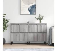 Sideboard Grey Sonoma 60x35x70cm Engineered Wood 4-Door Compact Storage Twin