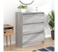 Sideboard Grey Sonoma 60x35x76 cm Engineered Wood 3-Drawer Compact Buffet Urban