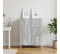 Sideboard Grey Sonoma 66x34.5x90cm Engineered Wood 3-Drawer 1-Door Retro Vintage