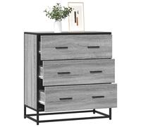 Sideboard Grey Sonoma 68x35x76cm Engineered Wood Metal 3 Drawer Industrial Style