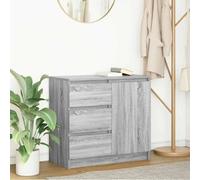 Sideboard Grey Sonoma 71x35x65 cm Eng. Wood 1D 3DR Modern Storage Cabinet Dining
