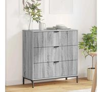 Sideboard Grey Sonoma 79.5x33x82cm Engineered Wood 3-Drawer Modern Storage Slim