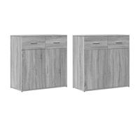 Sideboard Grey Sonoma 79x38x80 cm Engineered Wood 2pc Storage Cabinet Modern Set