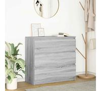 Sideboard Grey Sonoma 80x35x76 cm Engineered Wood 3-Drawer Storage Slim Cabinet