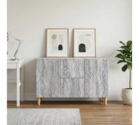 Sideboard Grey Sonoma 89x34.5x60cm Engineered Wood 2 Doors 2 Drawers Slim Modern