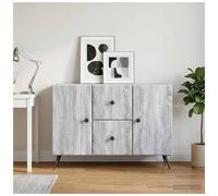 Sideboard Grey Sonoma 89x34.5x60cm Engineered Wood 2 Drawers 2 Doors LED Modern