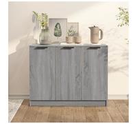 Sideboard Grey Sonoma 90.5x30x70 cm Engineered Wood 3-Door Compact Storage Unit
