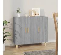 Sideboard Grey Sonoma 90x34x80 cm Engineered Wood 3-Door Storage Cabinet Modern