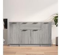Sideboard Grey Sonoma Engineered Wood 69.5x34x180cm 4-Door Modern Storage Buffet
