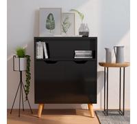 Sideboard High Gloss Black 60x30x72 cm Engineered Wood 3Compartment Slim Storage