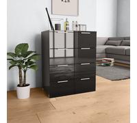 vidaXL Sideboard High Gloss Black Engineered Wood Cabinet Drawer Organiser