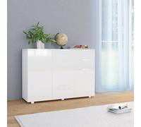 Sideboard High Gloss Engineered Wood White 107x35x80.5 cm 2 Drawers 3 Doors Slim