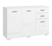 Sideboard High Gloss White 106x35x76cm Particleboard 2 Drawers 2 Doors Shelf5lvl