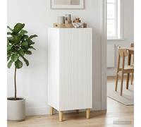 Sideboard High Gloss White 33x34.5x90cm Engineered Wood Tapered Legs Storage Box