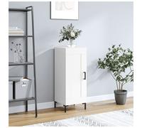 Sideboard High Gloss White 34.5x34x90cm Engineered Wood & Iron Legs 1 Hinge Door