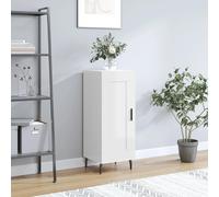 Sideboard High Gloss White 34.5x34x90cm Engineered Wood Metal Legs Modern Slim