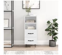 Sideboard High Gloss White 34.5x34x90cm Engineered Wood Metal Legs Storage Unit