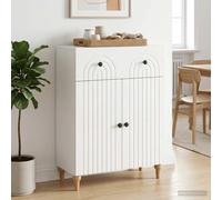 Sideboard High gloss white 66x34.5x90cm Engineered wood 1 Drawer StripeBorderNew