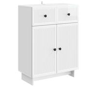 Sideboard High Gloss White 66x34.5x90cm Engineered Wood 1 Drawer Vintage Storage