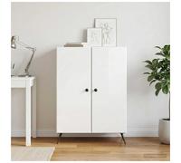 Sideboard High Gloss White 66x34.5x90cm Engineered Wood 2-Door Storage Slim Unit