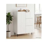 Sideboard High Gloss White 66x34.5x91.5cm Engineered Wood 3 Drawers 90° Door New