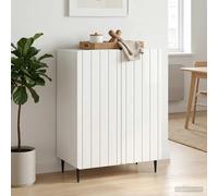 Sideboard High Gloss White 66x34.5x92cm Engineered Wood Black Legs Storage Shelf