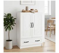 Sideboard High Gloss White 66x34.5x92cm Engineered Wood Modern 1 Drawer 2 Doors