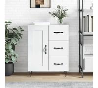 vidaXL Single Door 3 Drawer High Gloss White Sideboard - Size: 90 x 69.5 x 34cm - Wilko