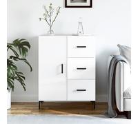 Sideboard High Gloss White 69.5x34x90cm Engineered Wood 3 Drawers Metal Legs Pro