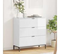 Sideboard High Gloss White 79.5x33x82cm Engineered Wood 3 Drawer Modern Stylish
