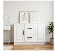 Sideboard High Gloss White 89x34.5x57cm Engineered Wood 2 Drawers 2 Doors Urban
