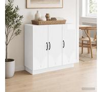 Sideboard High Gloss White 89x34.5x77cm Engineered Wood 3Door Storage ModernSlim