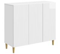 Sideboard High Gloss White 89x34.5x80 cm Engineered Wood Vintage Tapered Legs UK