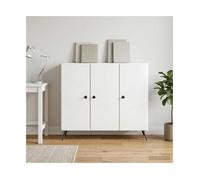 Sideboard High Gloss White 89x34.5x80cm Engineered Wood 3-Door Buffet Console UK