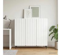 Sideboard High Gloss White 89x34.5x82cm Engineered Wood 3-Door Storage DiningRm