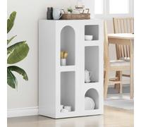 Sideboard High Gloss White Engineered Wood 59x35x100.5cm Modern Storage Slim Cab