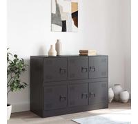 Sideboard Black Cold-Rolled Steel 99x39x73 cm 6-Door Industrial Storage Cabinet