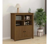 Sideboard Honey Brown Pine Wood 83x41.5x100cm 6-Compartment Rustic Storage Unit