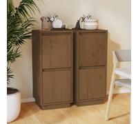 (honey brown, 2) vidaXL 1/2x Solid Wood Pine Sideboard Side Storage Door Cabinet Multi Colours