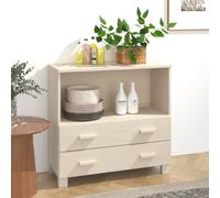 Sideboard Honey Brown Solid Pinewood MDF 85x35x80cm 1 Compartment with 2 Drawers