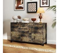 HOMCOM Sideboard, Industrial Storage Cabinet with Doors, Drawer, Cupboard and Adjustable Shelves for Living Room, Dining Room, Hallway, Rustic Brown