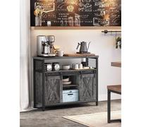 Sideboard Kitchen Cabinet 2 Sliding Barn Doors Adjustable Shelves VASAGLE Grey One Size