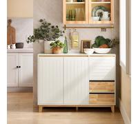 Sideboard Kitchen Cabinet Unit Storage Cupboard,wood Effect,white Doors,sobuy Fsb75-Wn