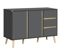 Sideboard Kitchen Cupboard w/ Adjustable Shelves, Double Doors Dark Grey