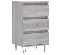 vidaXL Grey Sonoma Engineered Wood Sideboard - 3-Drawer Cabinet with Metal Legs, 40x35x70 cm