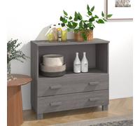 Sideboard Light Grey Solid Pine & MDF 85x35x80cm 2 Drawers Storage Wood Handles