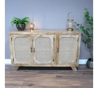 Sideboard - Mango Wood and Rattan - 3 Door - Medium - 150cm