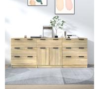 Sideboard Modern 3-Piece White Engineered Wood 60x30x70 cm Storage Set