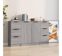 Sideboard Modern Grey Sonoma Engineered Wood 121x30x70cm 6 Drawers 2 Doors Extra