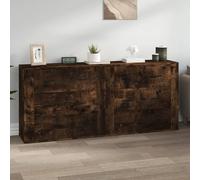 Sideboard Modern Set of 2 Smoked Oak Engineered Wood 80x33x70cm White New Finish
